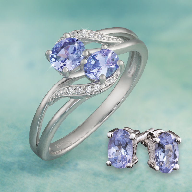 Tanzanite Infinity Ring and Earrings